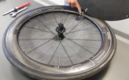 Align the white line with the valve